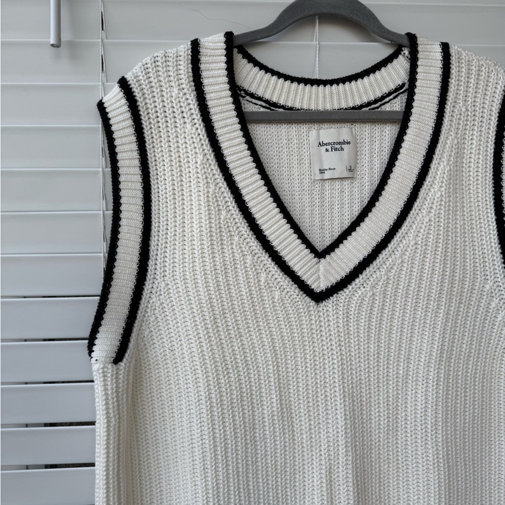 Abercrombie & Fitch Oversized Sweater Vest Grandpa Academia Y2K Tennis S #23 - Picture 6 of 10